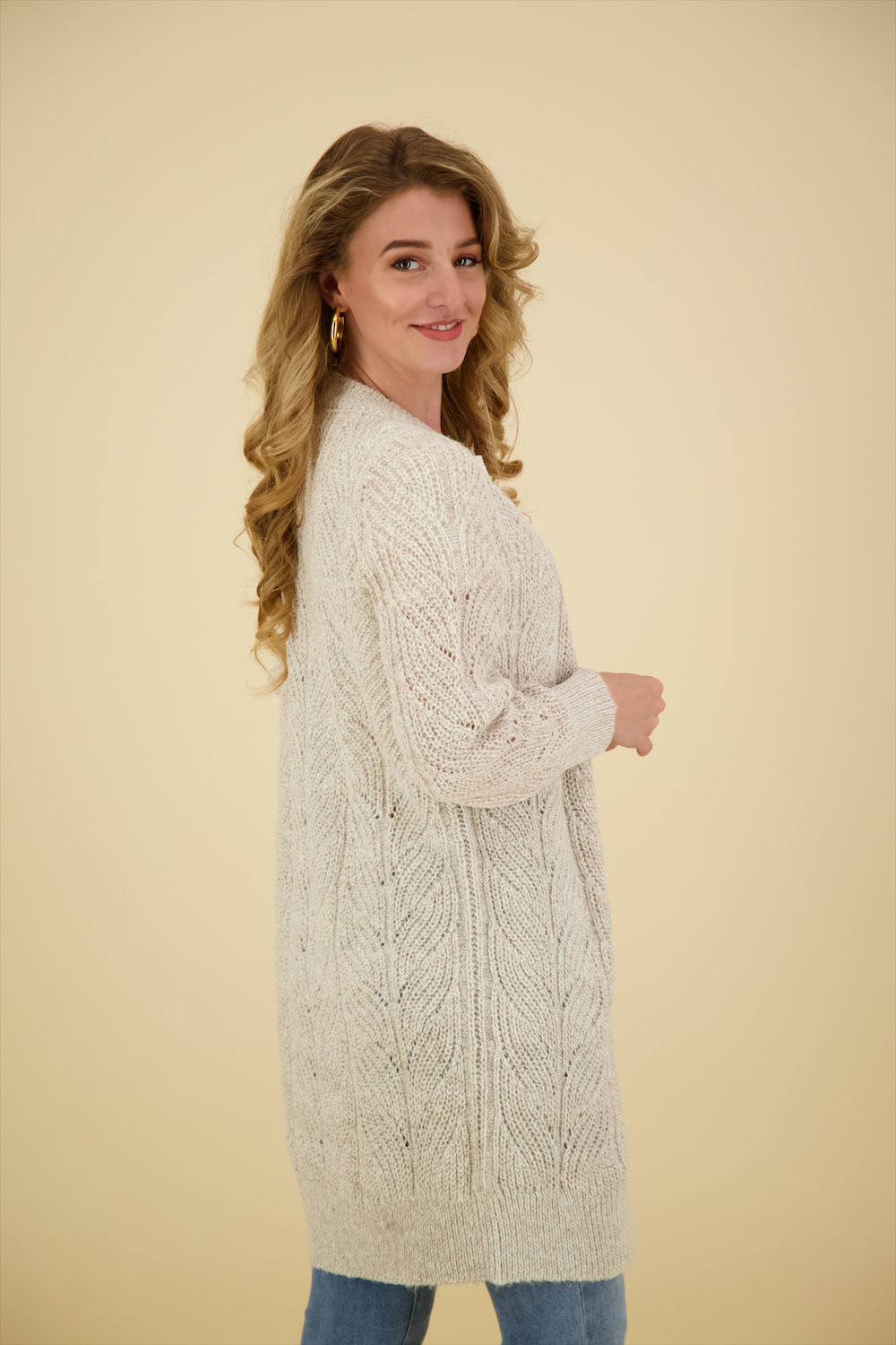 Object Gebreid Vest Nova Stella Beige Object Gebreid Vest Nova Stella Beige