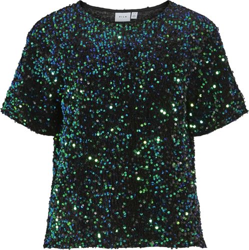 Vila Top Faith Sequin Zwart