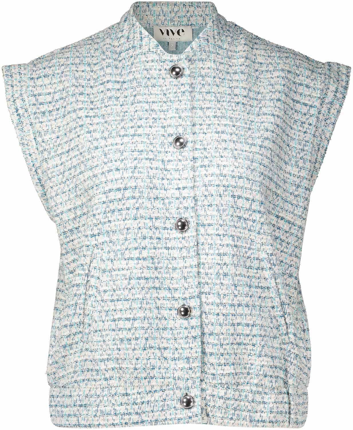 Vive La Femme Gilet sleeveless sparkling bouclé Blauw