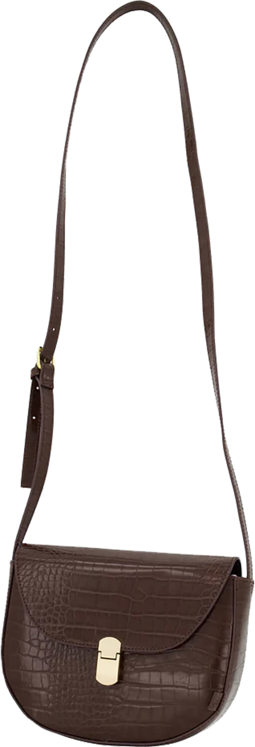 Schoudertasje met Gouden Sluiting Croco Bruin  Schoudertasje met Gouden Sluiting Croco Bruin