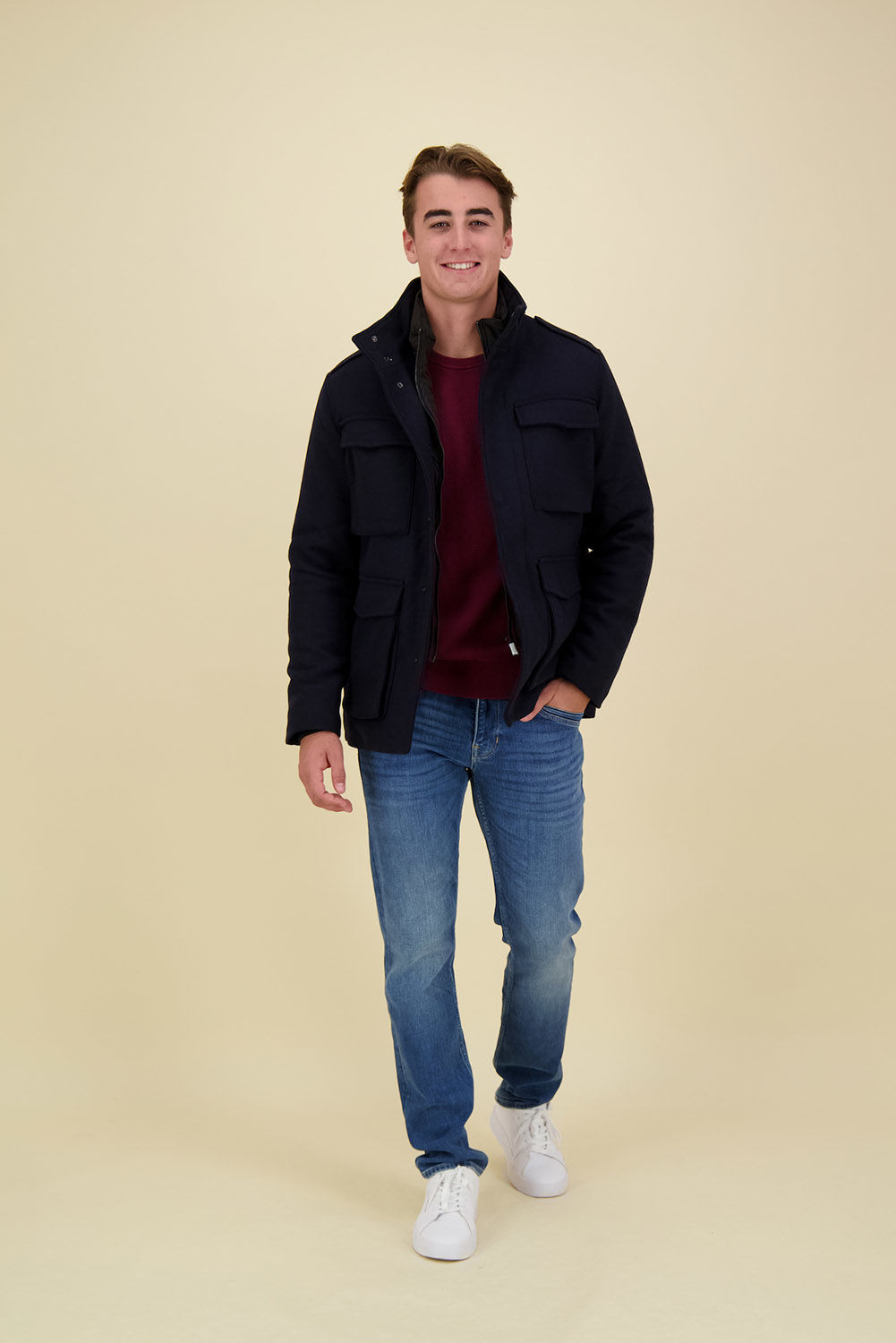 Jack & Jones Wollen Jas Calex Blauw Jack & Jones Wollen Jas Calex Blauw