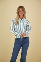 Asymetric stripe blouse Blauw