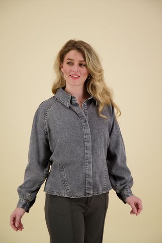 Yaya Blouse Denim Detailed Grijs