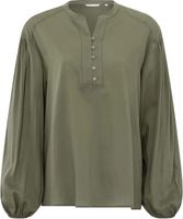 V-neck blouse w. pleated detai Grijs