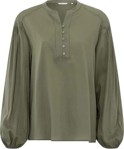 Yaya V-neck blouse w. pleated detai Grijs