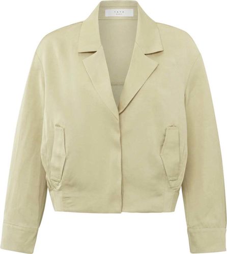 Yaya Satin cropped blouse jacket wi Groen