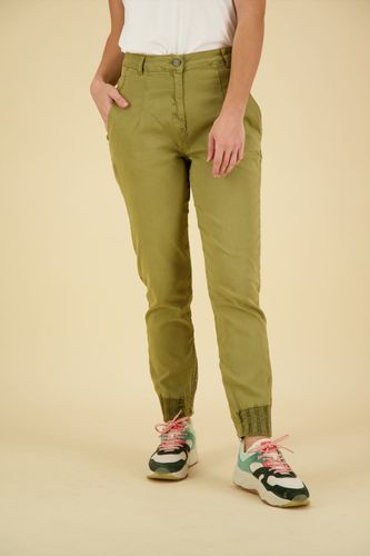 Yaya Soft cargo trousers with rib c Groen