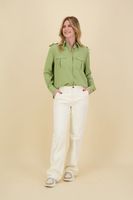 Feminine cargo blouse w. epaul Groen
