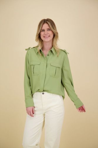 Yaya Feminine cargo blouse w. epaul Groen