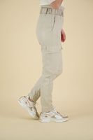 FAUX LEATHER CARGO TROUSERS Beige