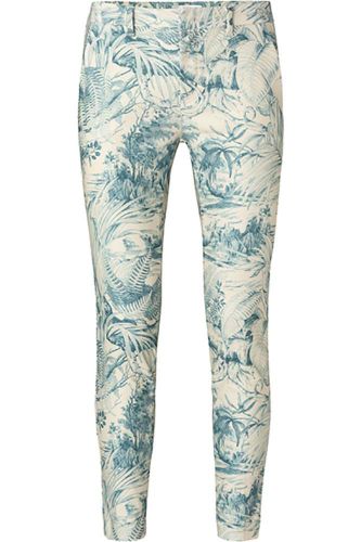 Yaya Printed stretch trousers Blauw