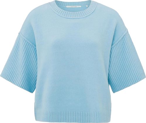 Yaya Boatneck sweater with rib slee Blauw