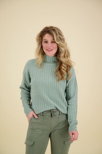 Yaya Ribbed sweater with turtleneck Groen