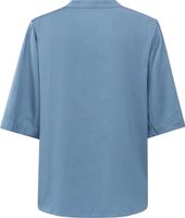 Satin v-neck top w. smock and Blauw