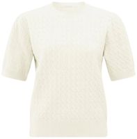 Cable round neckline sweater Wit