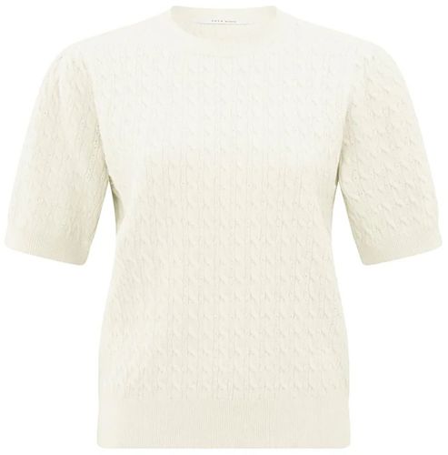 Yaya Cable round neckline sweater Wit