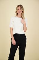 Cable round neckline sweater Wit