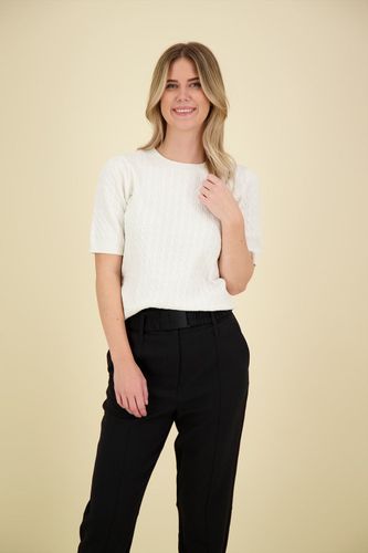 Yaya Cable round neckline sweater Wit