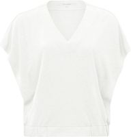 V-neck top with elastic waistb Wit