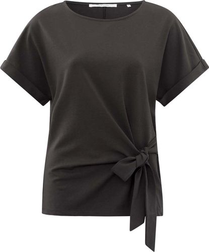 Yaya Round neck top with knotted de Zwart