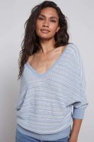 Double v neck sweater with str Blauw