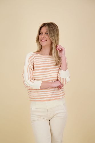 Yaya Textured stripe sweater ls Oranje