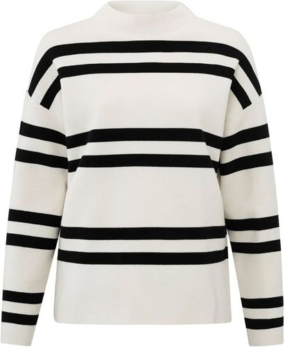 Yaya Block stripe sweater high neck Wit