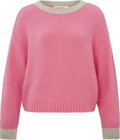 Contrast color sweater ls Roze