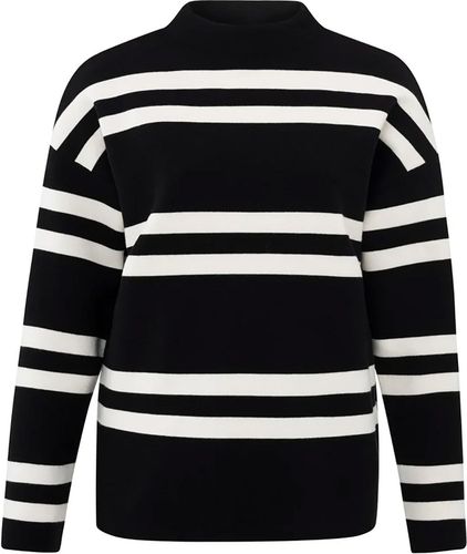 Yaya Block stripe sweater high neck Zwart