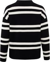 Block stripe sweater high neck Zwart