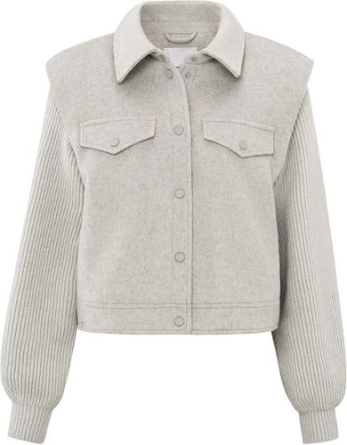 Yaya Wool mix jacket with padded sh Grijs