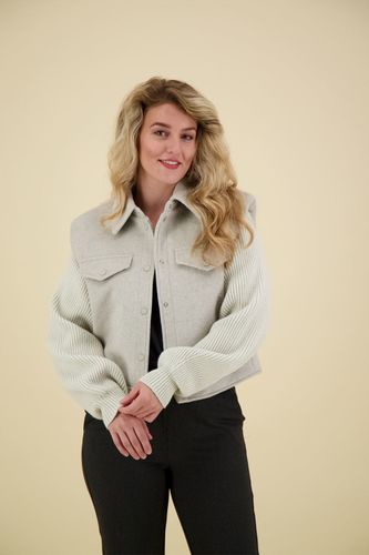 Yaya Wool mix jacket with padded sh Grijs