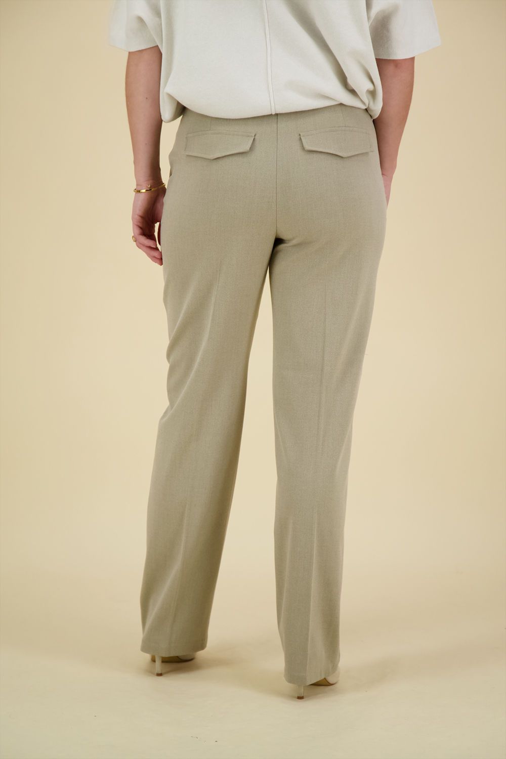 Yaya Woven straight fit pantalon Bruin