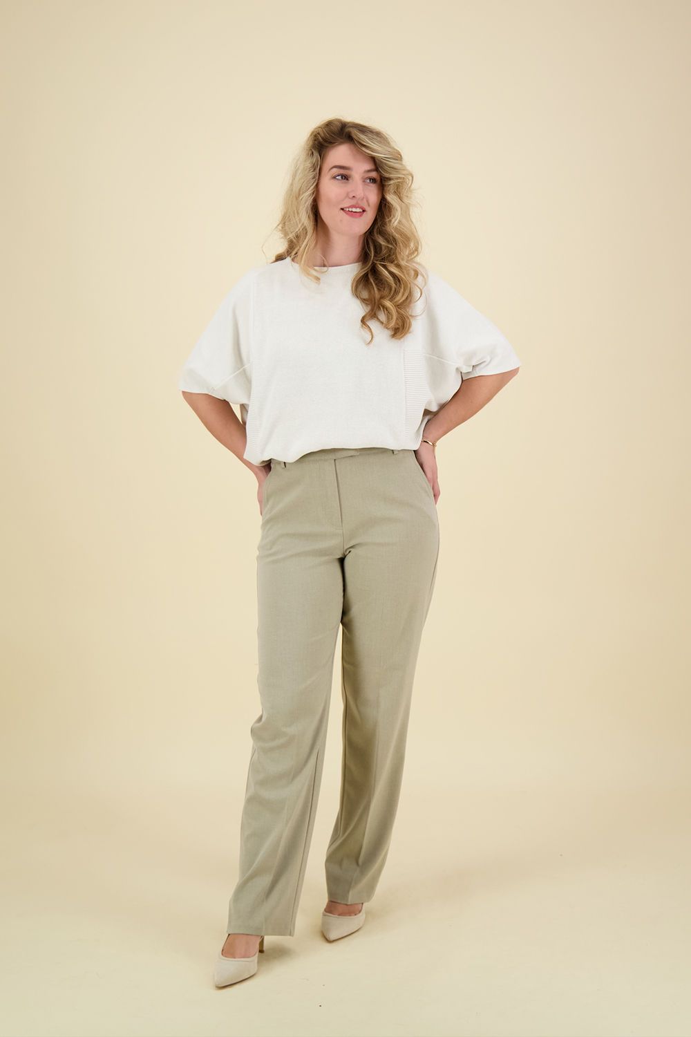 Yaya Woven straight fit pantalon Bruin