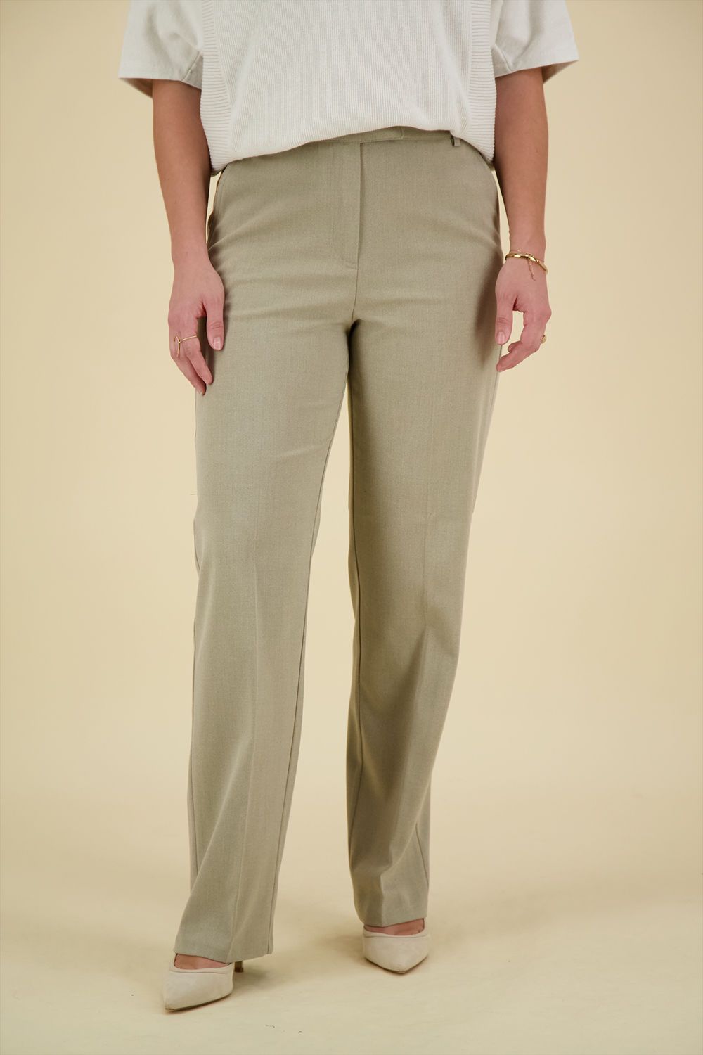 Yaya Woven straight fit pantalon Bruin