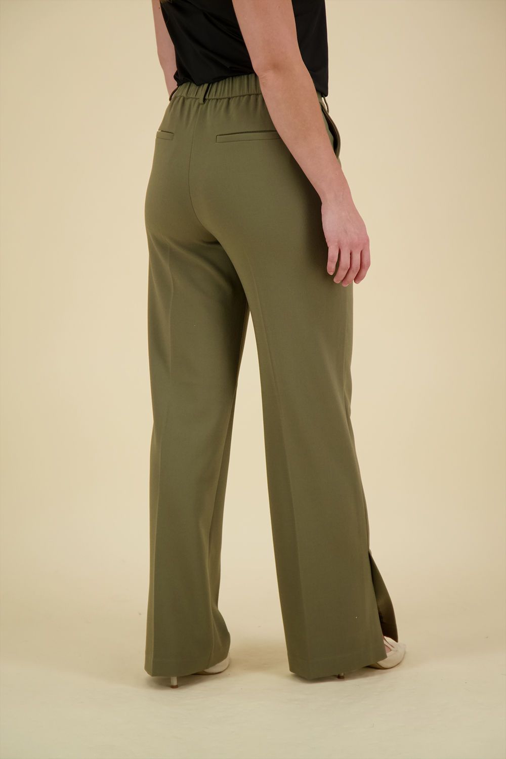 Yaya Woven wide leg trousers with e Grijs