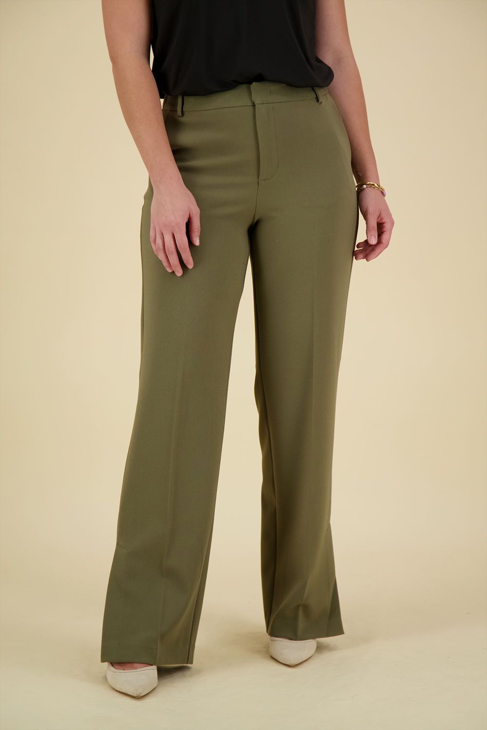 Yaya Woven wide leg trousers with e Grijs