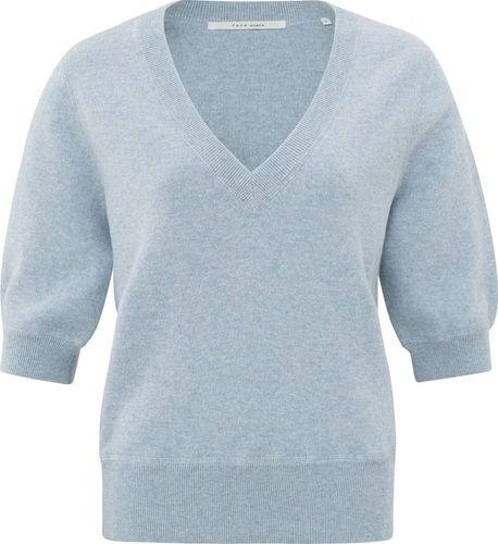 Yaya V-neck sweater with stitch det Blauw