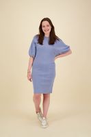 Knitted puff sleeve dress Blauw
