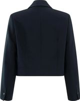 Woven cropped blazer with flap Blauw