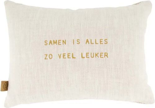 Zusss Kussen samen is alles leuker hartjes 35x25cm zand/ Bruin