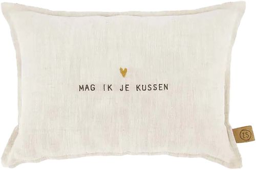 Zusss Kussen mag ik je kussen 25x35cm peper en zout Beige