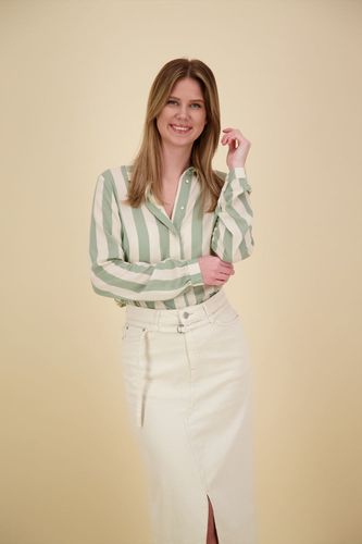 Zusss Oversized  blouse met streep, Groen