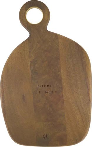 Zusss houten serveerplank borrel je mee 39,5x25cm donker Bruin