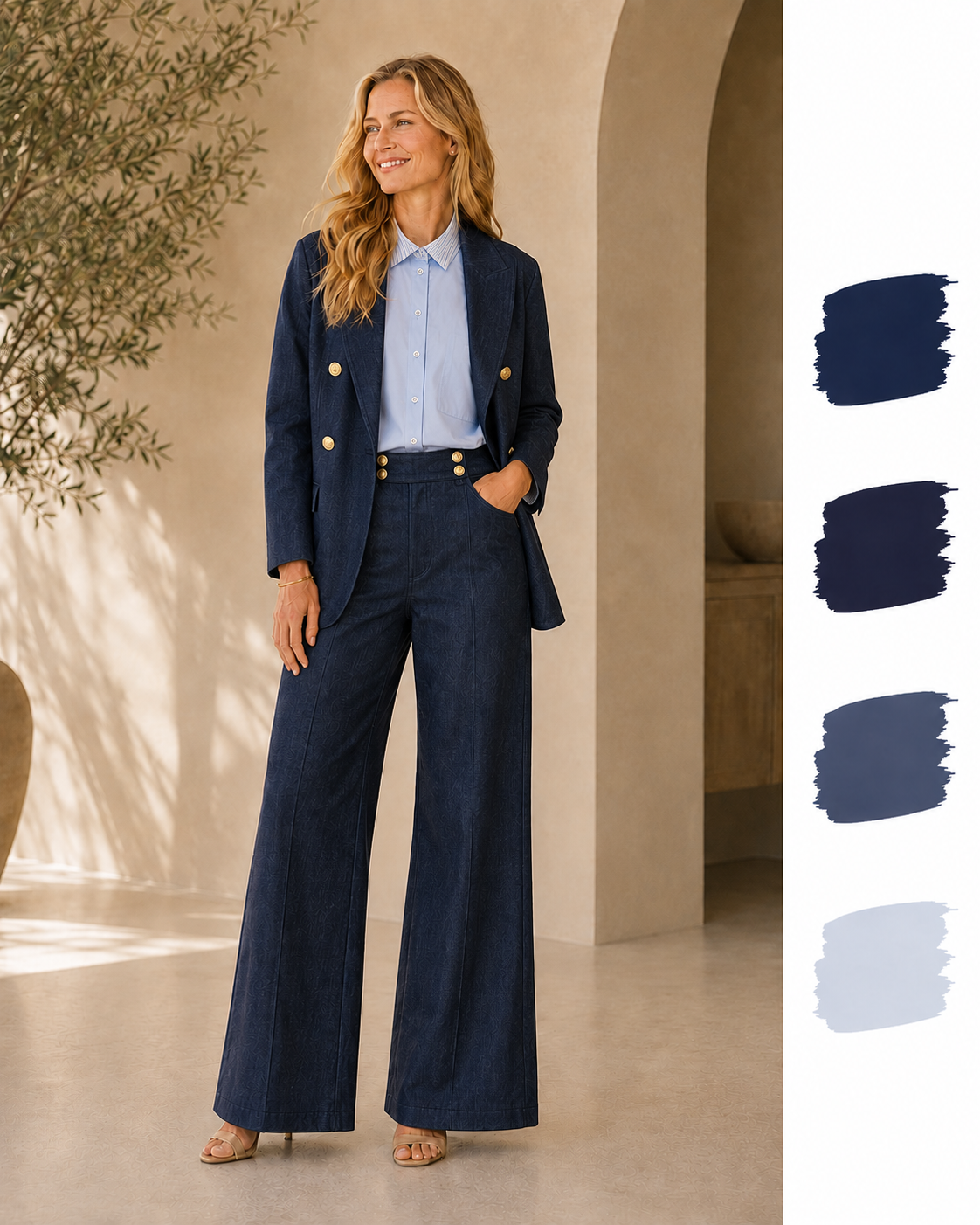 Dameslook in donkerblauw